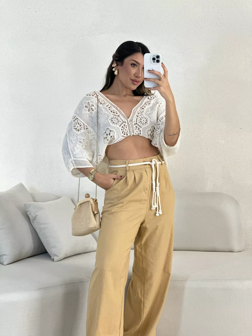 CALÇA ELOÁ LINHO NUDE
