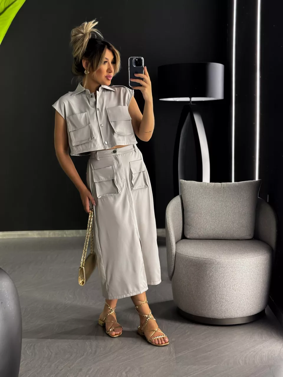 CONJUNTO LILIAN CARGO CINZA - 0046390091 - CAROLLA FERRARO