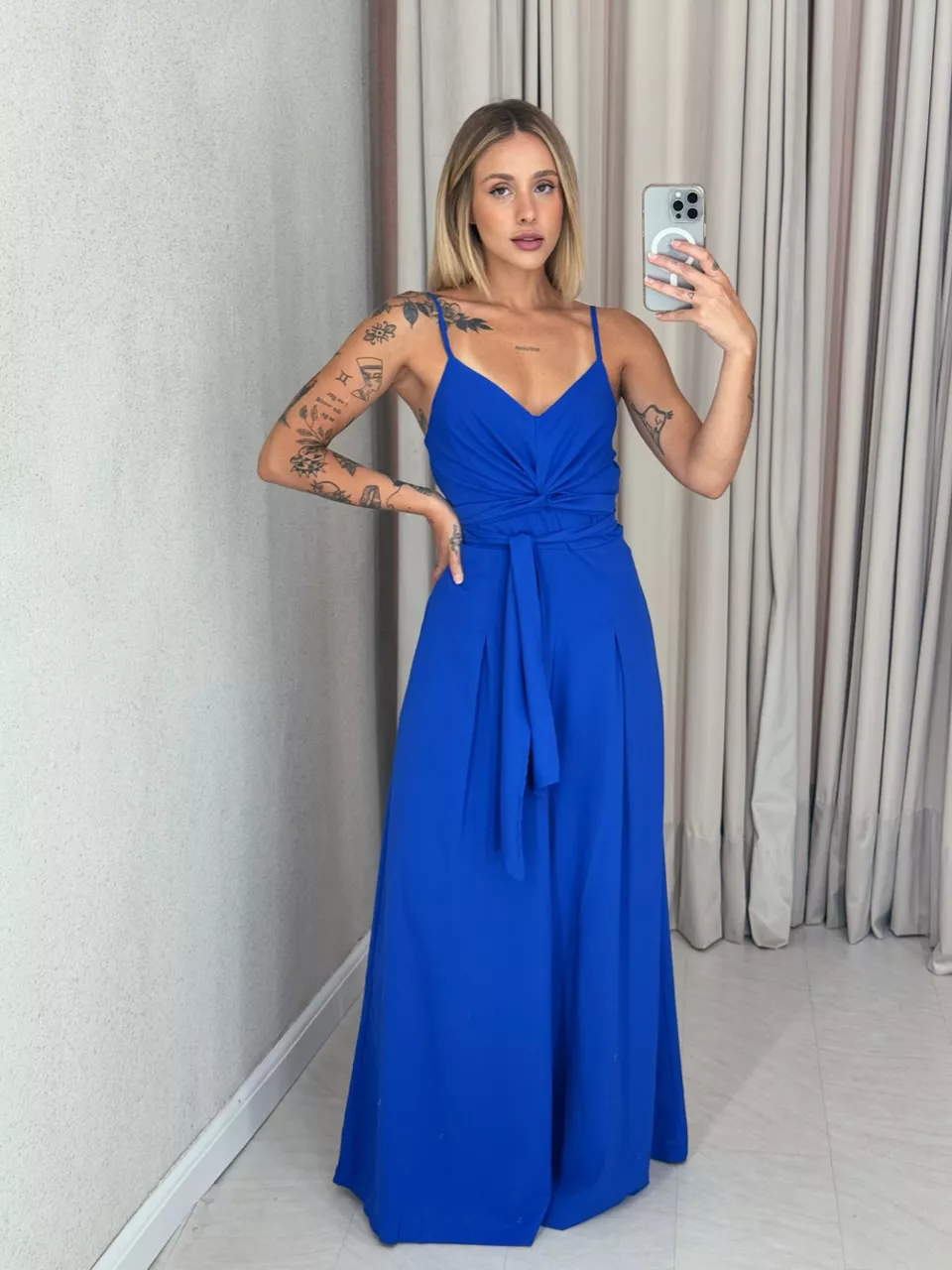 MACACÃO AMANDA ALÇA AZUL - 0058570109 - CAROLLA FERRARO