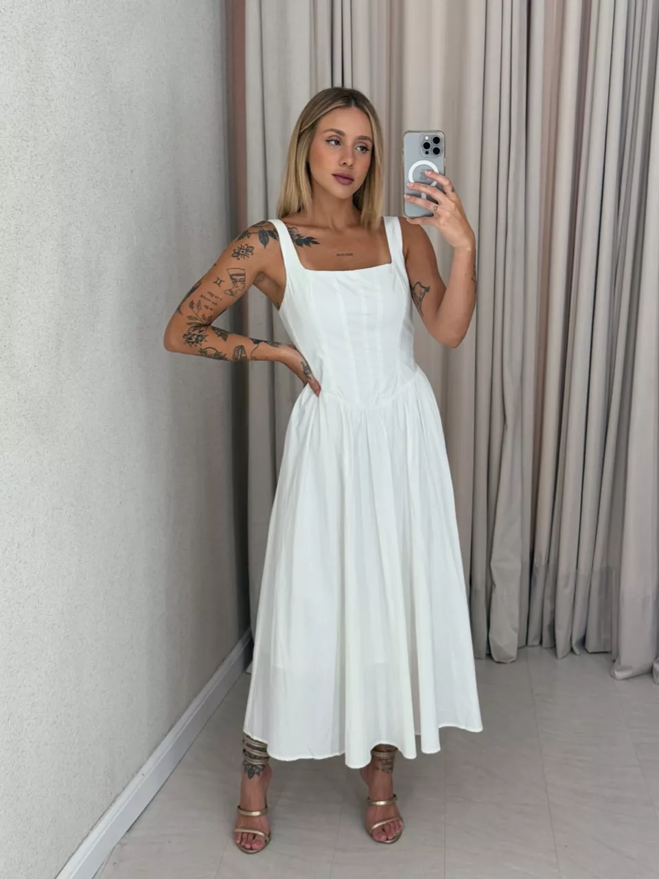 VESTIDO LAILA LONGUETE OFF - 0058590048 - CAROLLA FERRARO