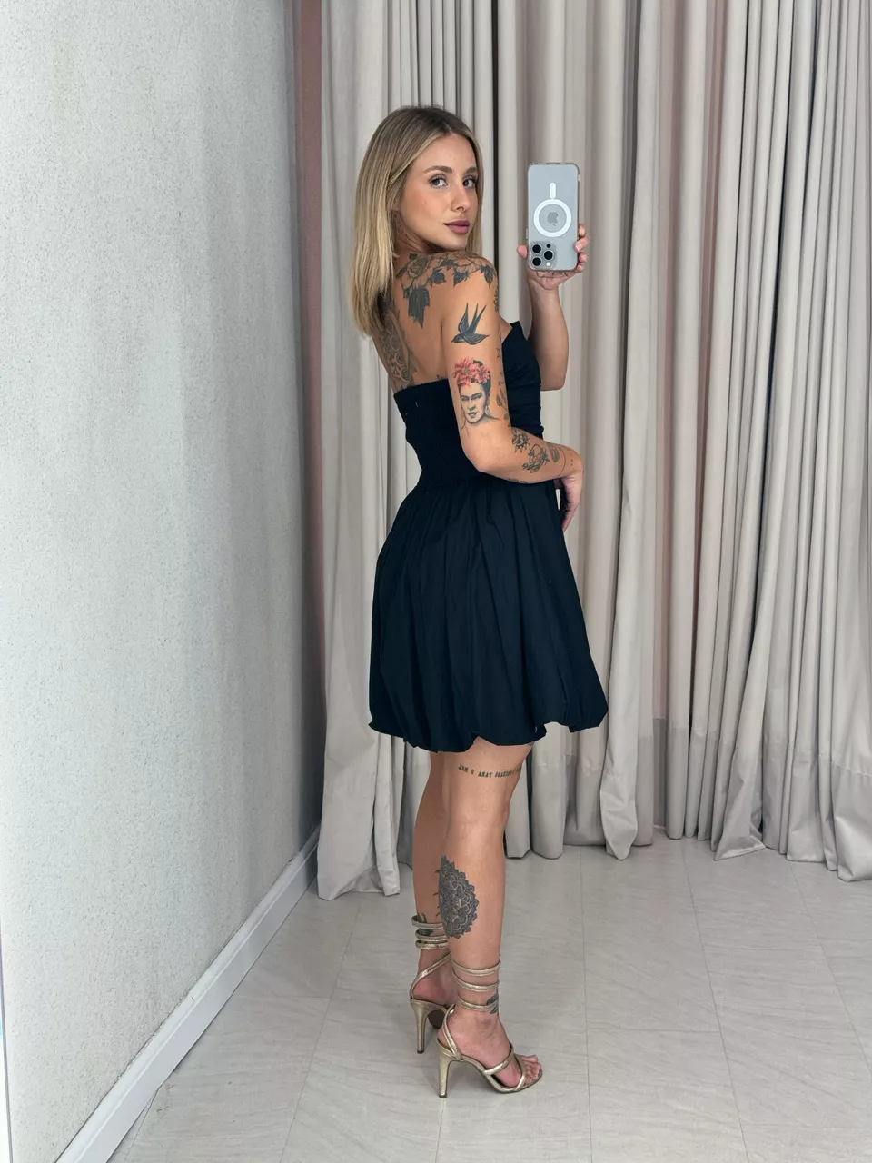 VESTIDO SAMARA BALONÊ PRETO