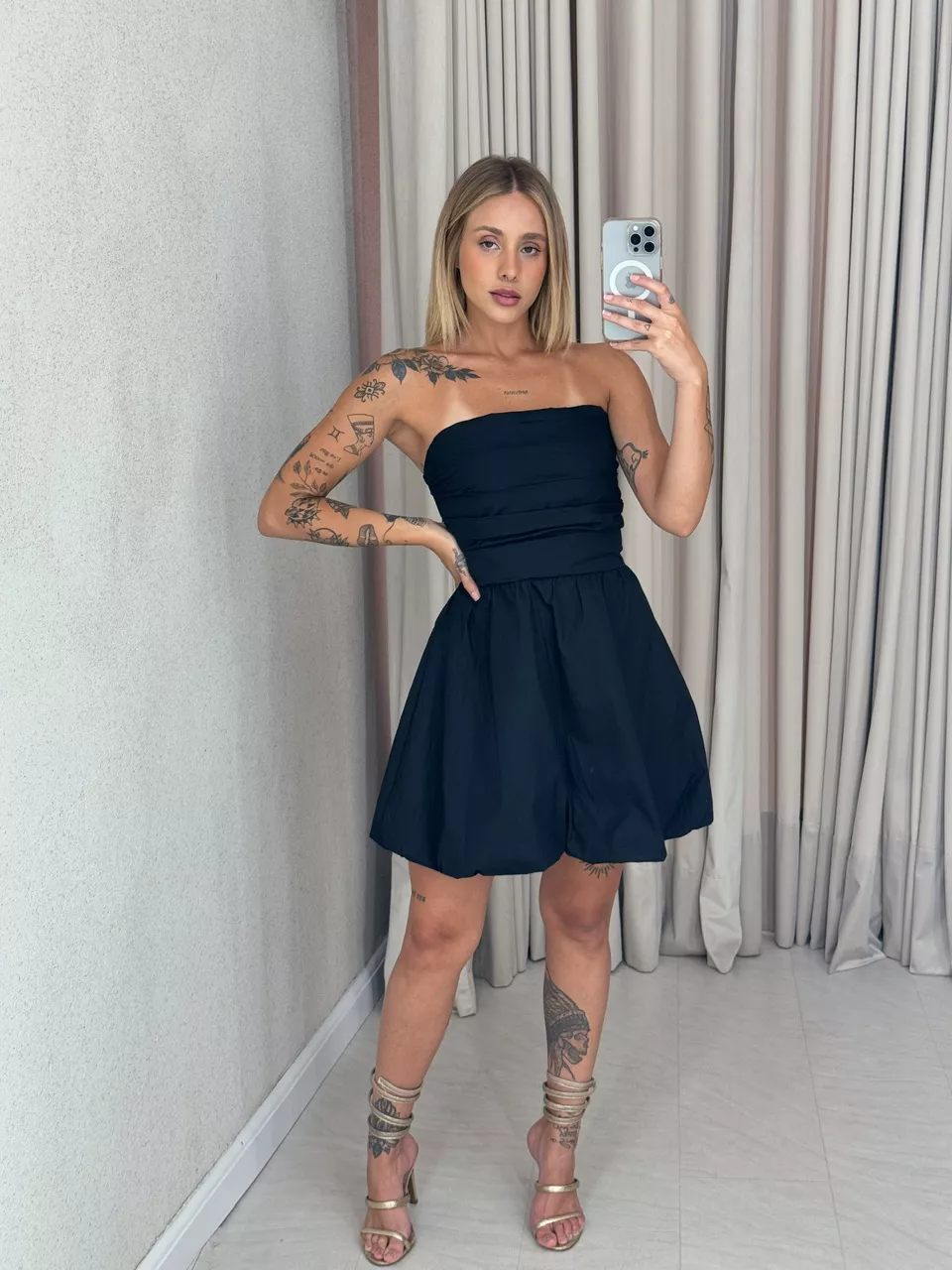 VESTIDO SAMARA BALONÊ PRETO