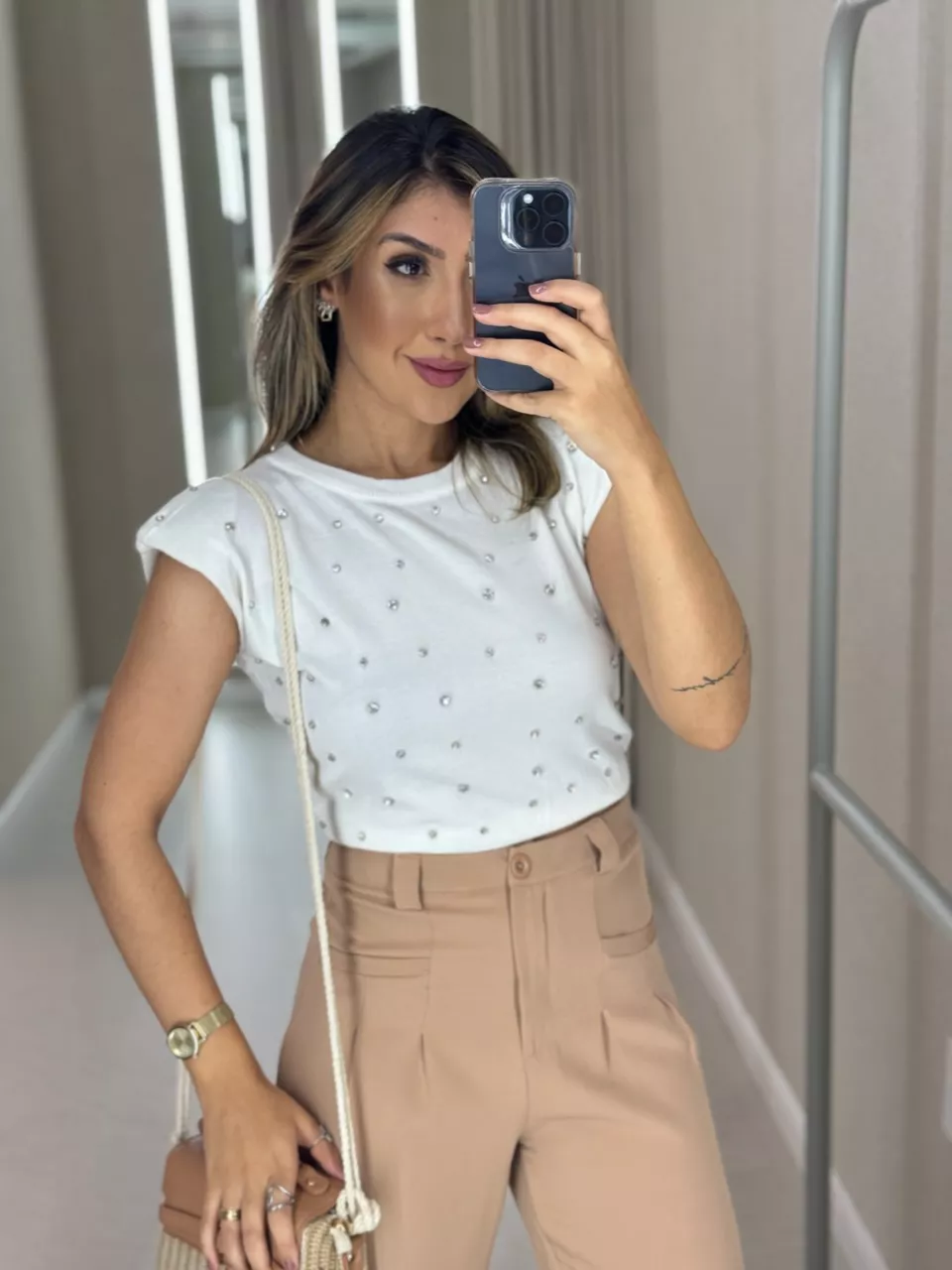 BLUSA TRICOT STRASS OFF - 0047620048 - CAROLLA FERRARO