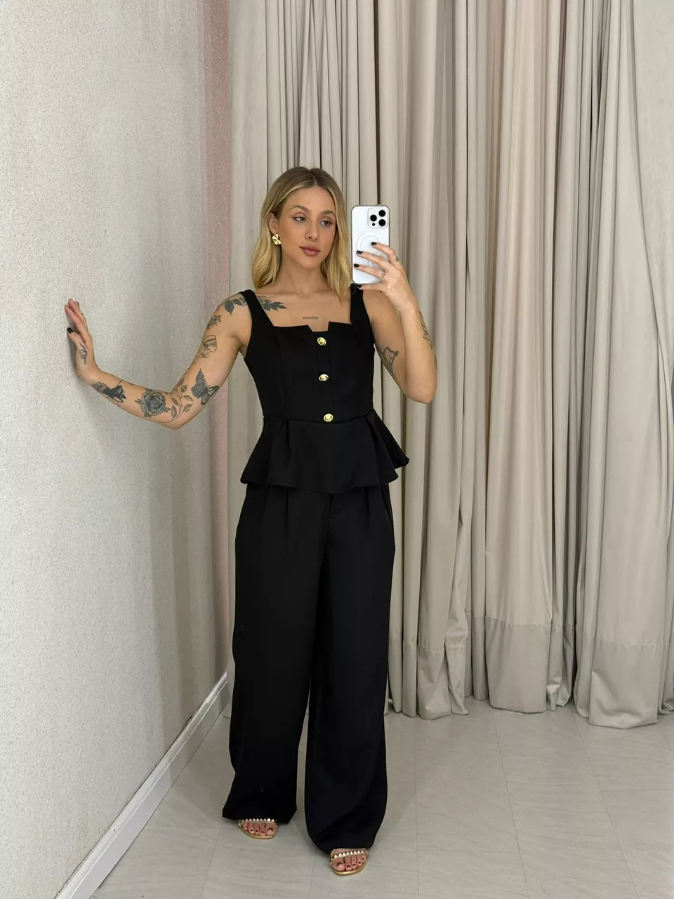 CONJUNTO CHLOE BLUSA CALÇA PRETO - 0063530032 - CAROLLA FERRARO