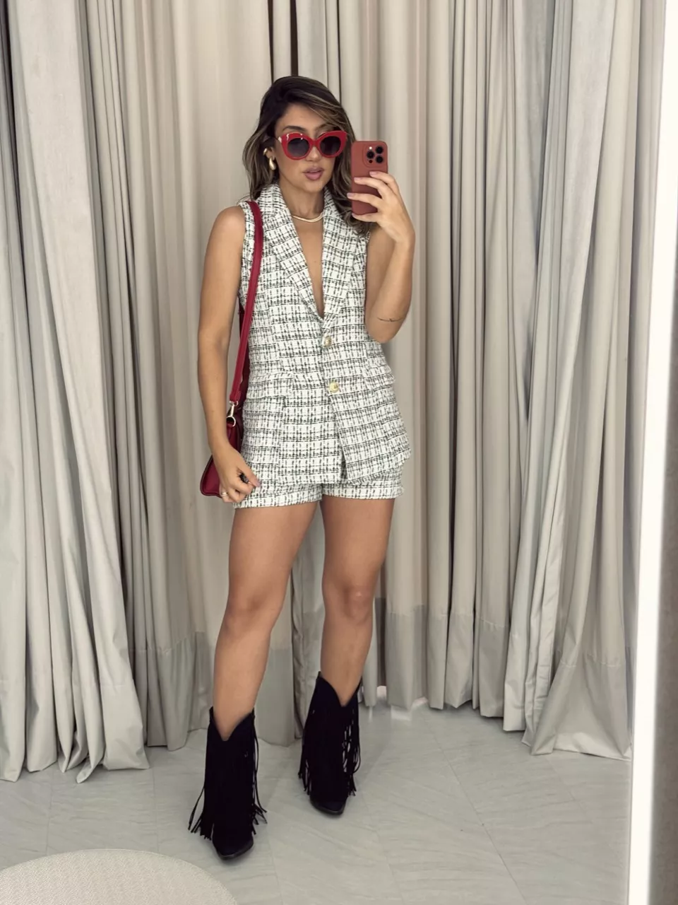 CONJUNTO YARA TWEED PRETO - 0052170032 - CAROLLA FERRARO