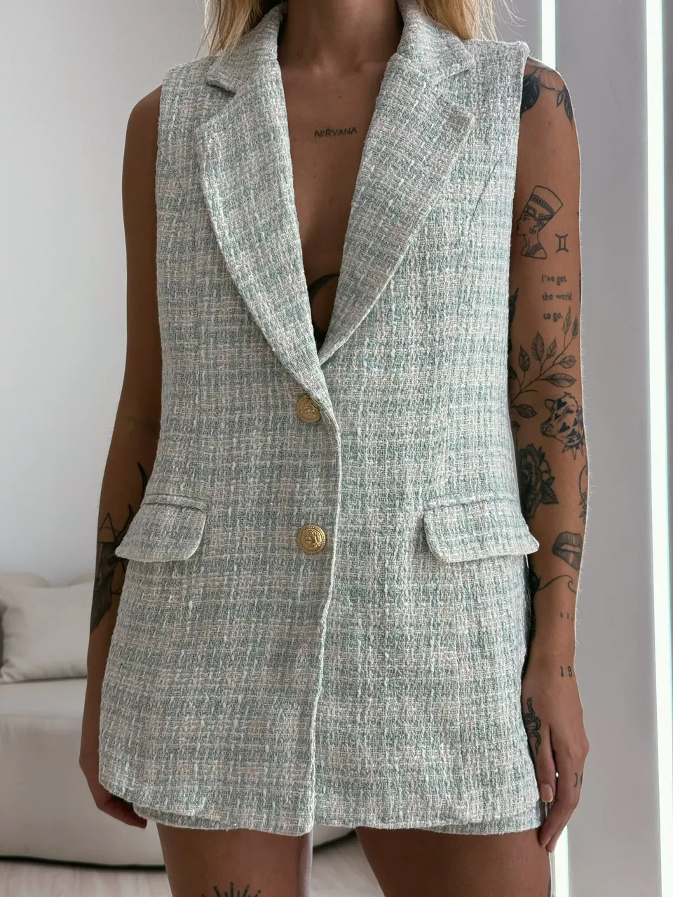 CONJUNTO YARA TWEED VERDE