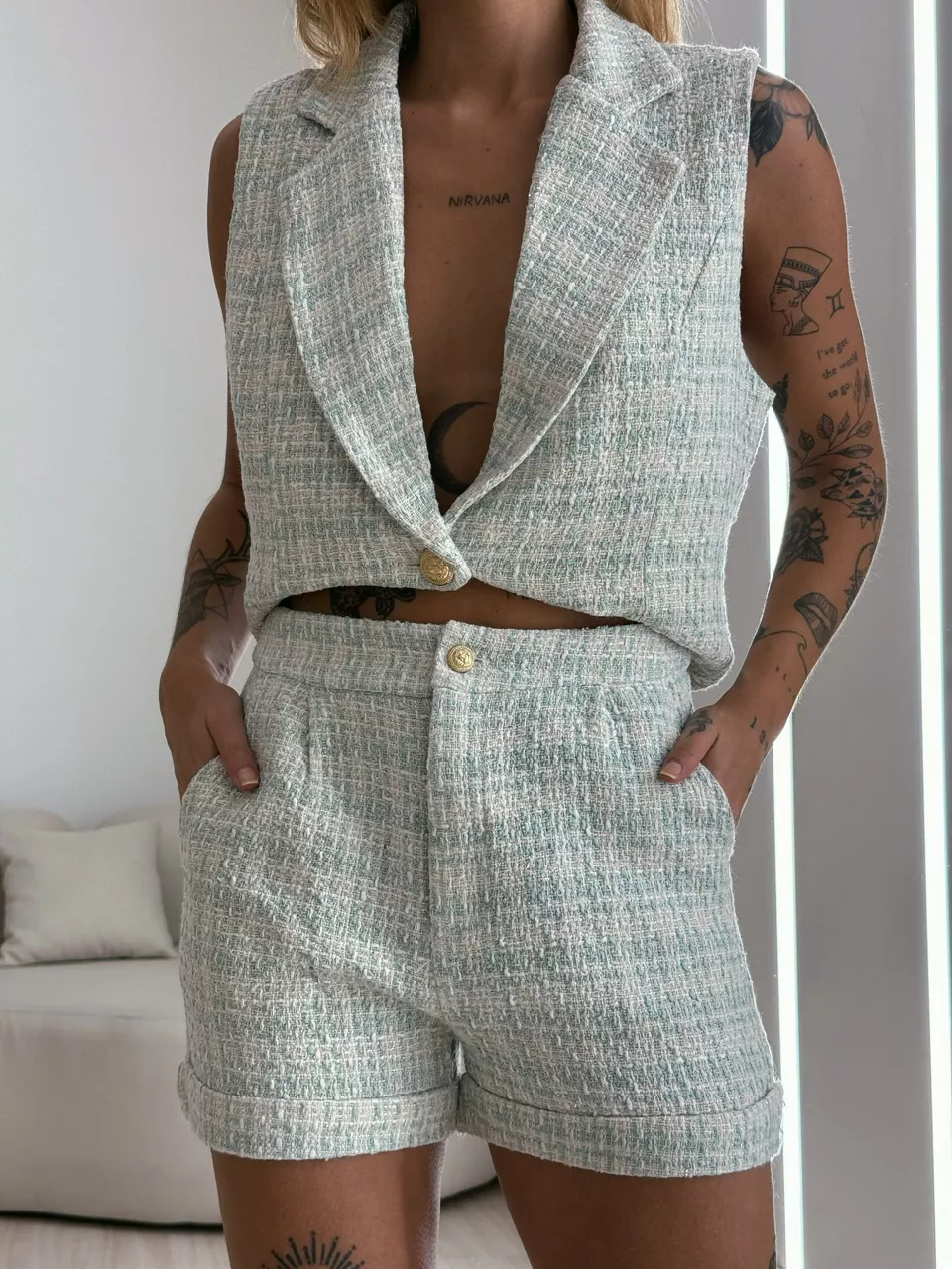 CONJUNTO YARA TWEED VERDE