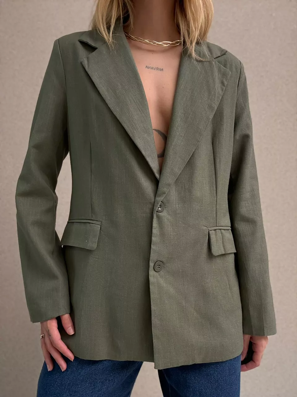 BLAZER CÉLIA LINHO VERDE - 0064330014 - CAROLLA FERRARO