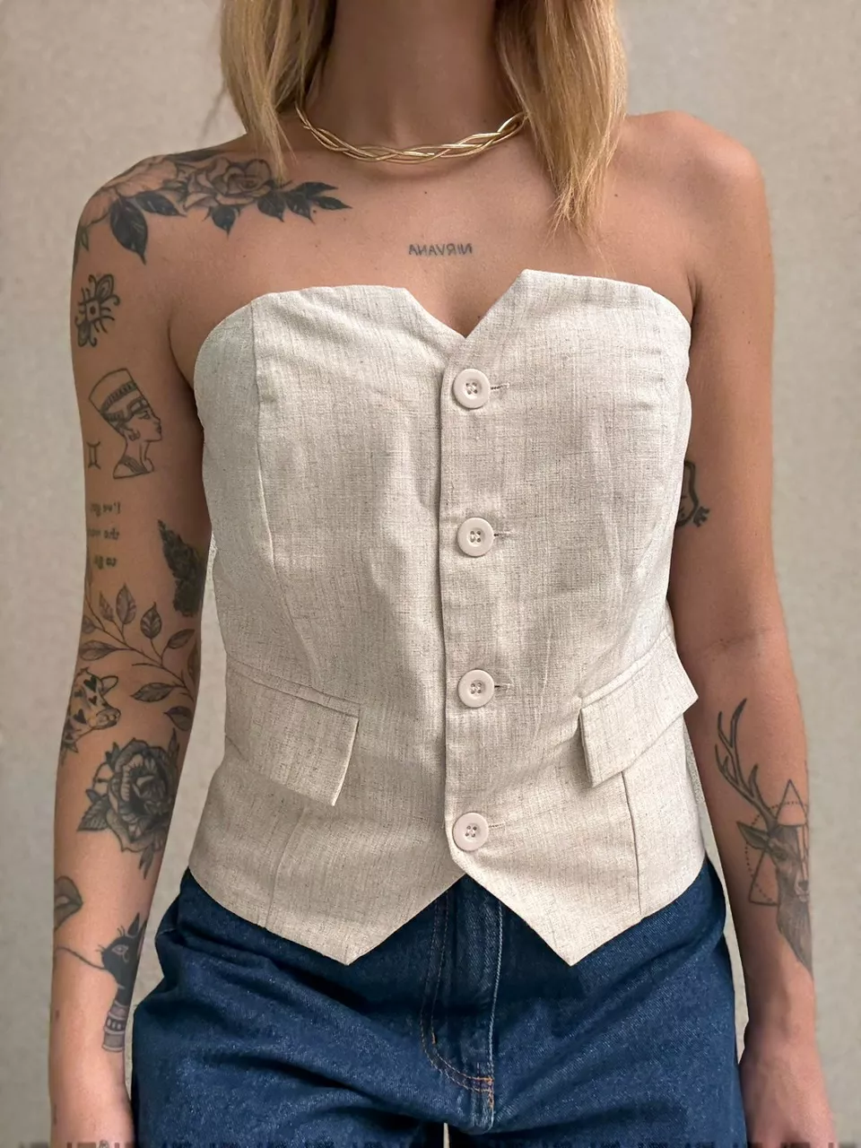BLUSA DINAH TOMARA QUE CAIA CRU - 0064340132 - CAROLLA FERRARO