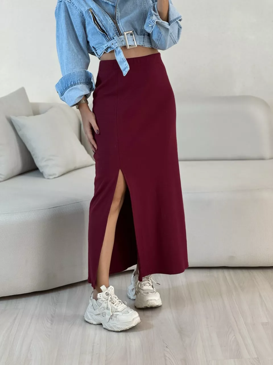 SAIA CANELADA MIDI CHERRY RED - 0054170330 - CAROLLA FERRARO