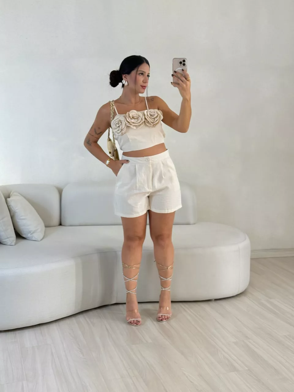 CONJUNTO LEANDRA FLOR NUDE - 0057370049 - CAROLLA FERRARO