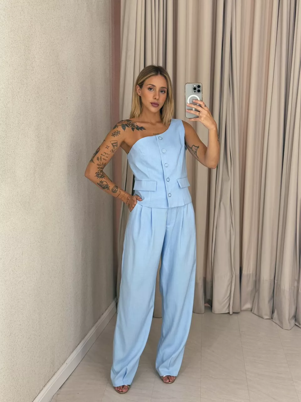 CONJUNTO KAROLINE NULA MANGA BABY BLUE - 005864036 - CAROLLA FERRARO