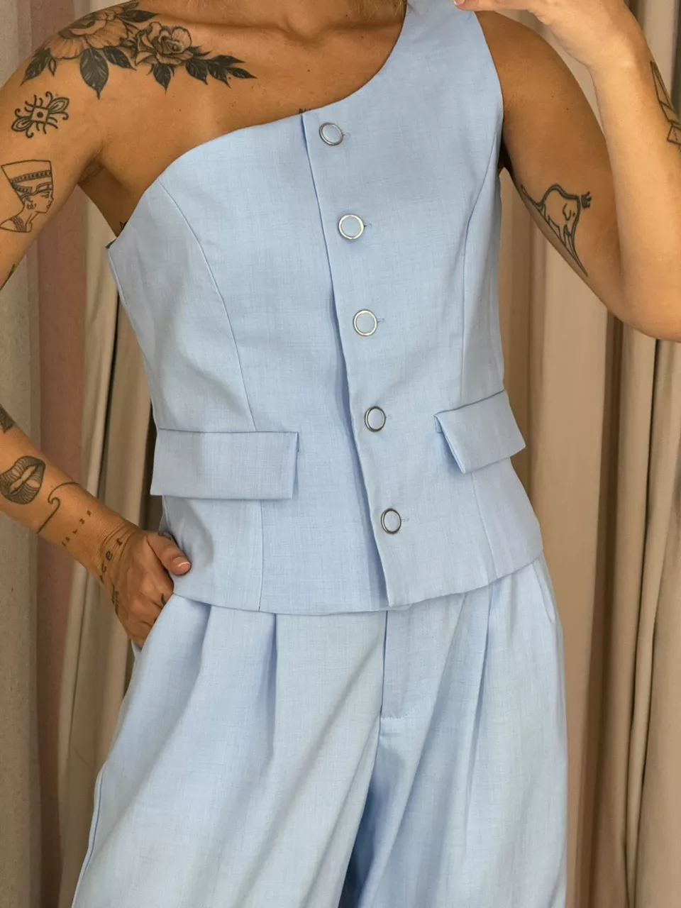 CONJUNTO KAROLINE NULA MANGA BABY BLUE