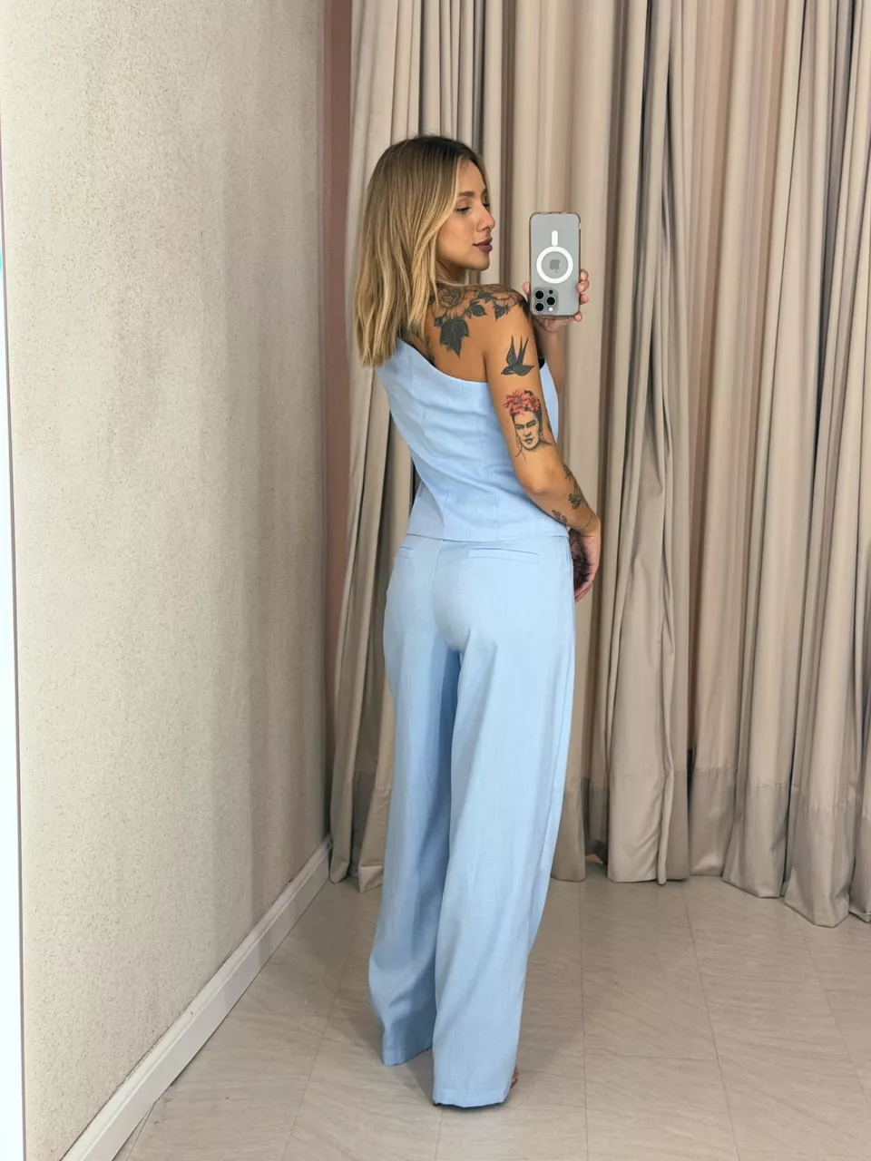 CONJUNTO KAROLINE NULA MANGA BABY BLUE