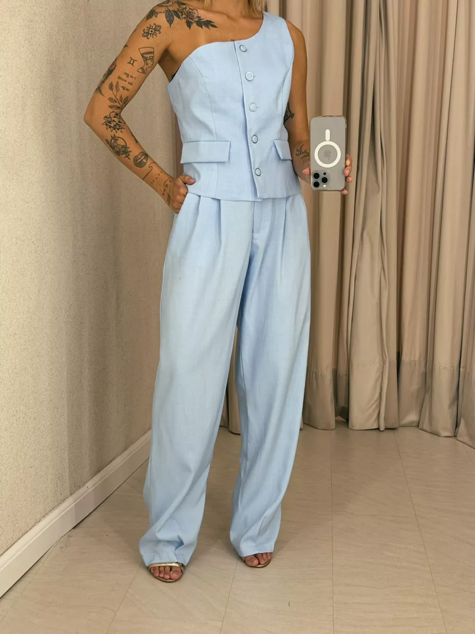 CONJUNTO KAROLINE NULA MANGA BABY BLUE