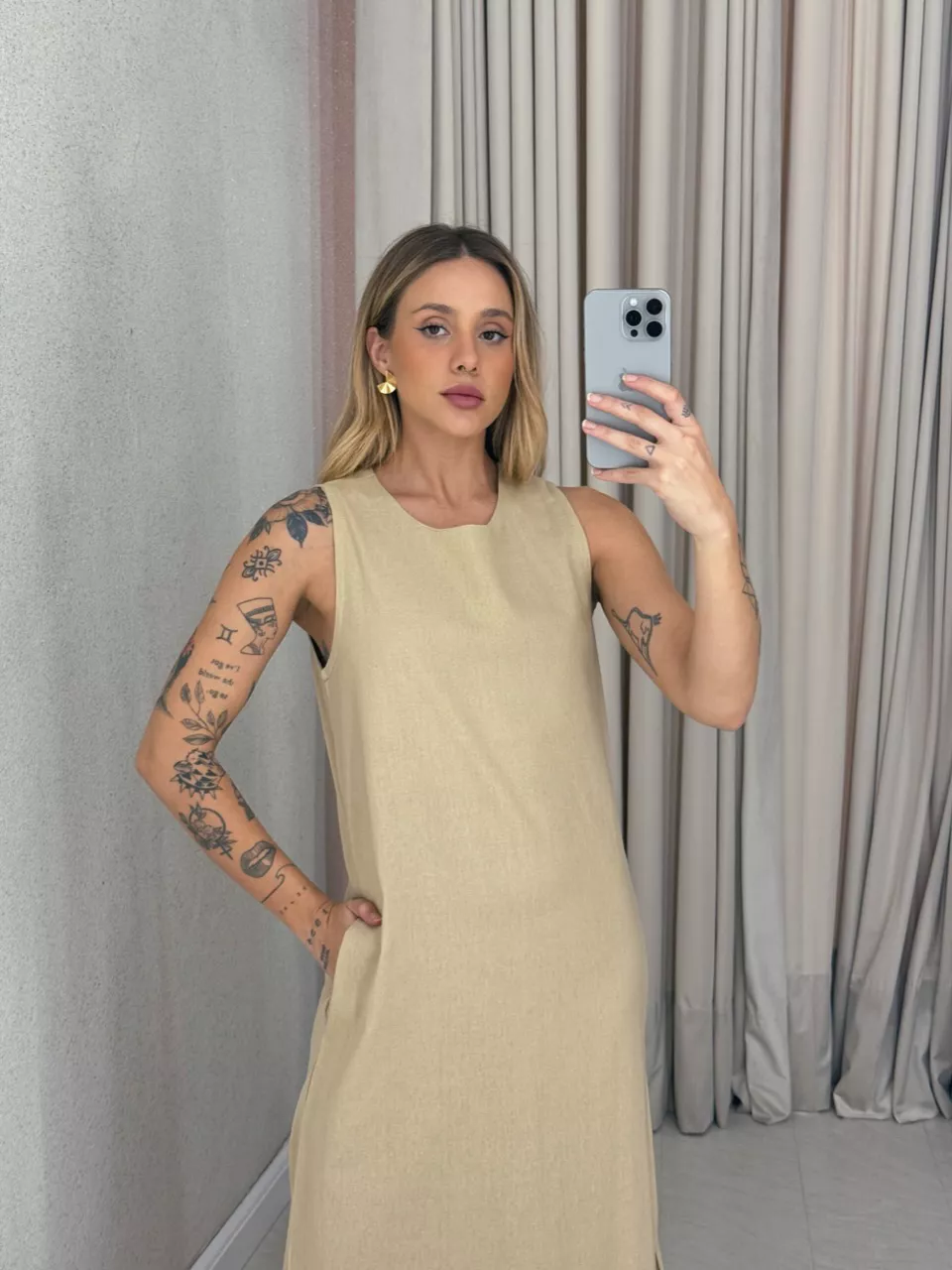 VESTIDO VALQUÍRIA LONGUETE NUDE