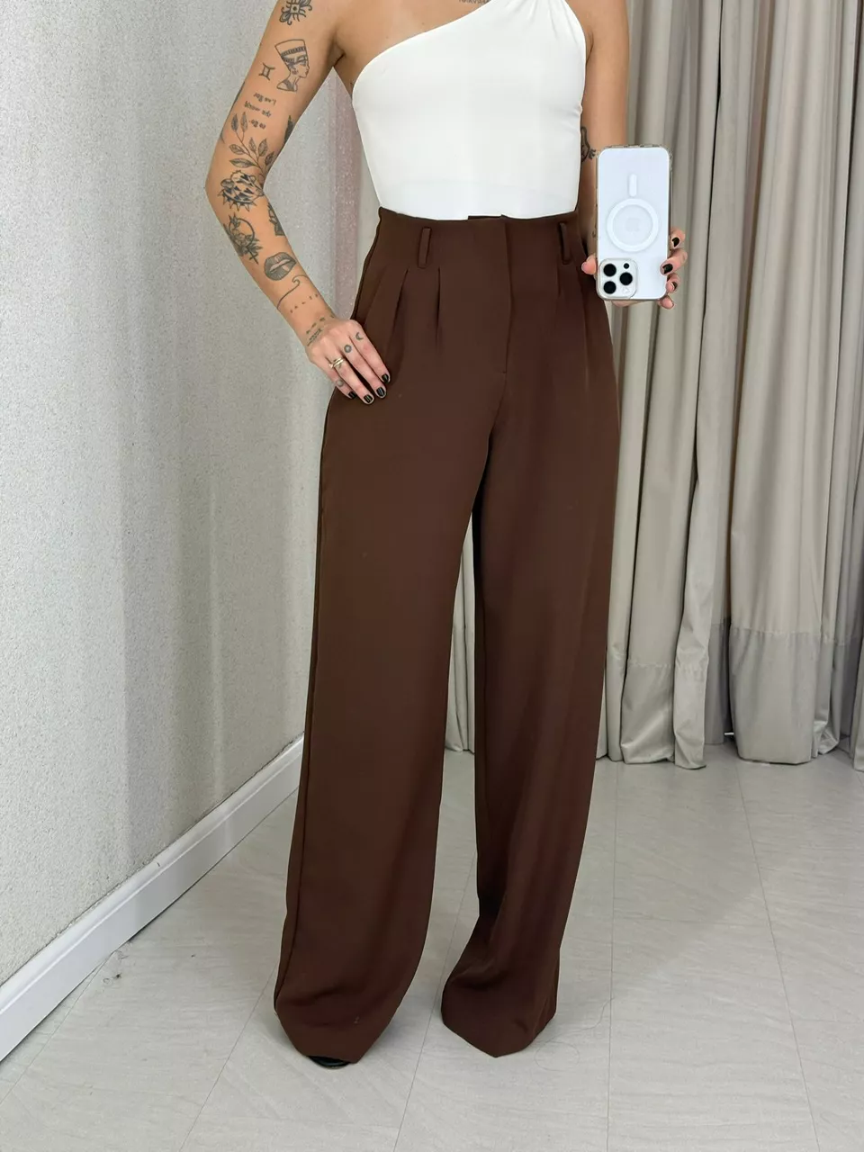 CALÇA IOLANDA 02 PANTALONA MARROM - 0061540054 - CAROLLA FERRARO