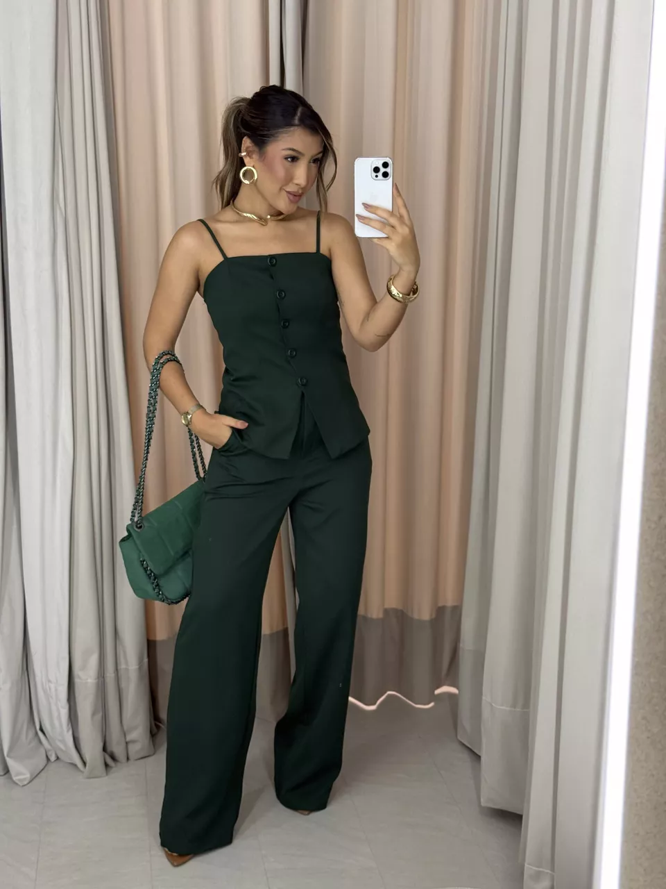 CONJUNTO MELINA BLUSA CALÇA VERDE - 0063550014 - CAROLLA FERRARO