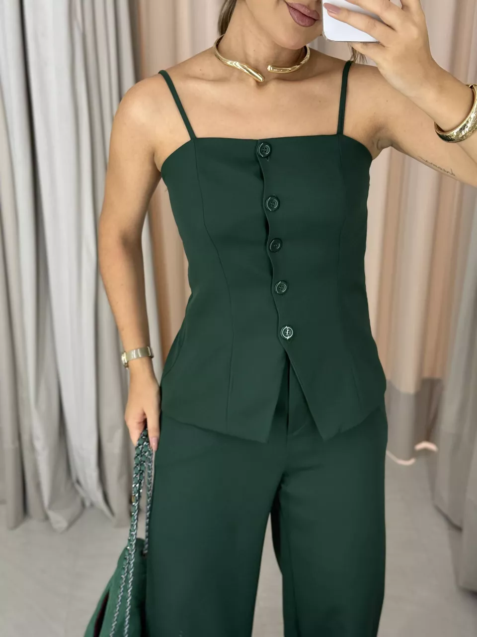 CONJUNTO MELINA BLUSA CALÇA VERDE