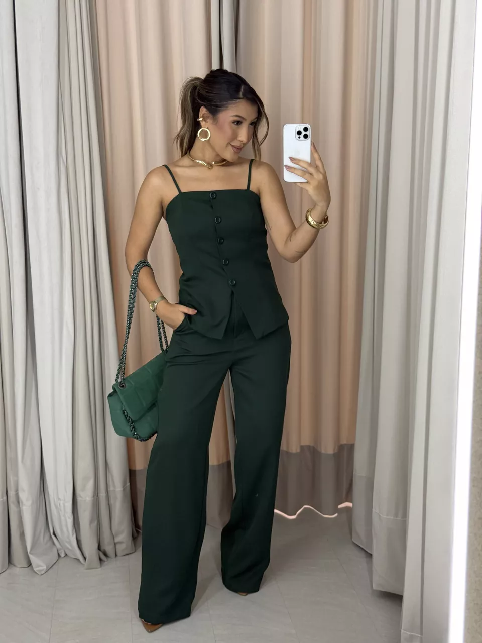 CONJUNTO MELINA BLUSA CALÇA VERDE