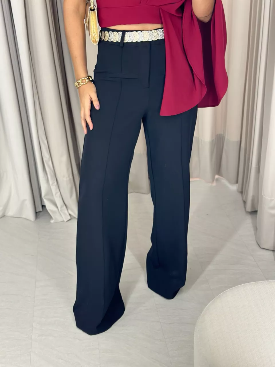 CALÇA NÁDIA PANTALONA PRETA - 0052220033 - CAROLLA FERRARO