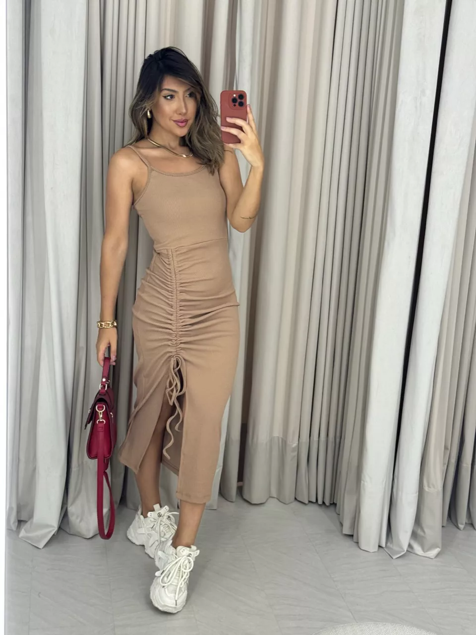 VESTIDO ALESSANDRA ALÇA NUDE - 0052230049 - CAROLLA FERRARO