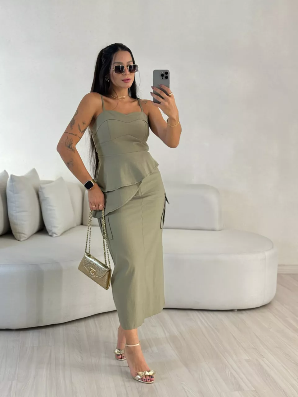 SAIA REBECA CARGO VERDE - 0055400014 - CAROLLA FERRARO