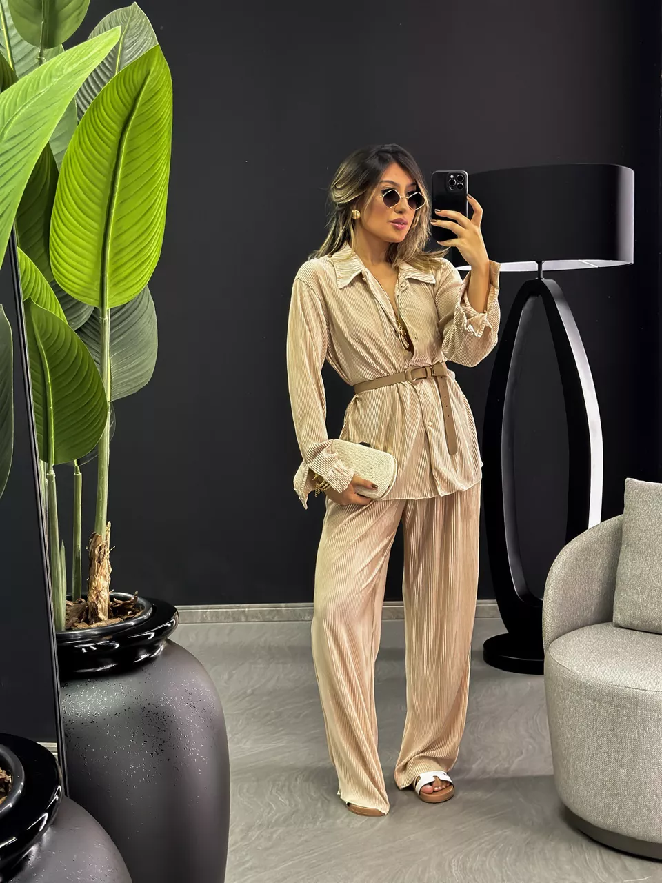 CONJUNTO AMANDA PLISSADO NUDE