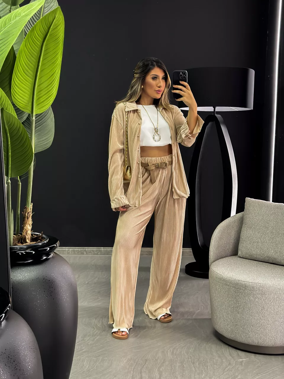 CONJUNTO AMANDA PLISSADO NUDE