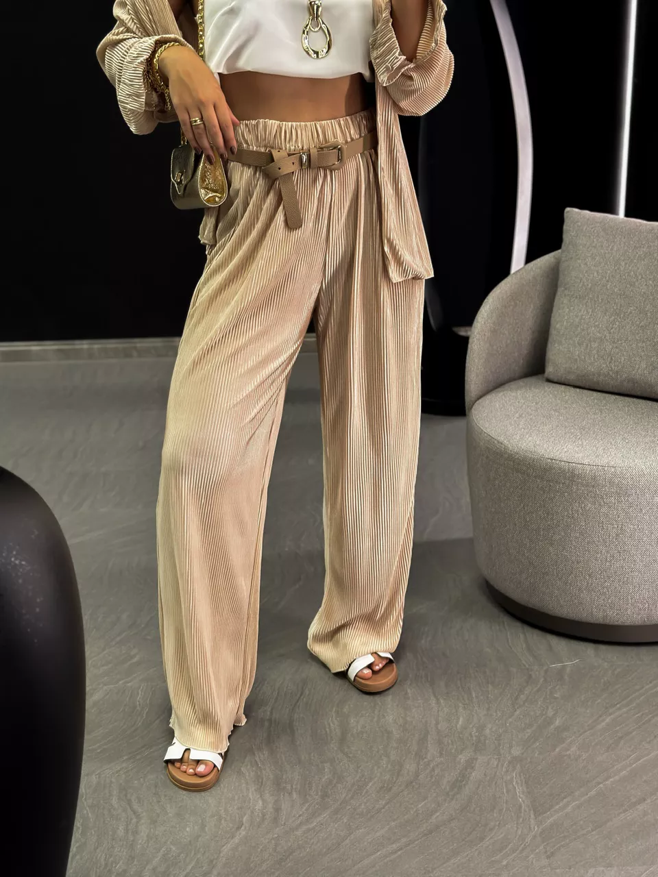 CONJUNTO AMANDA PLISSADO NUDE