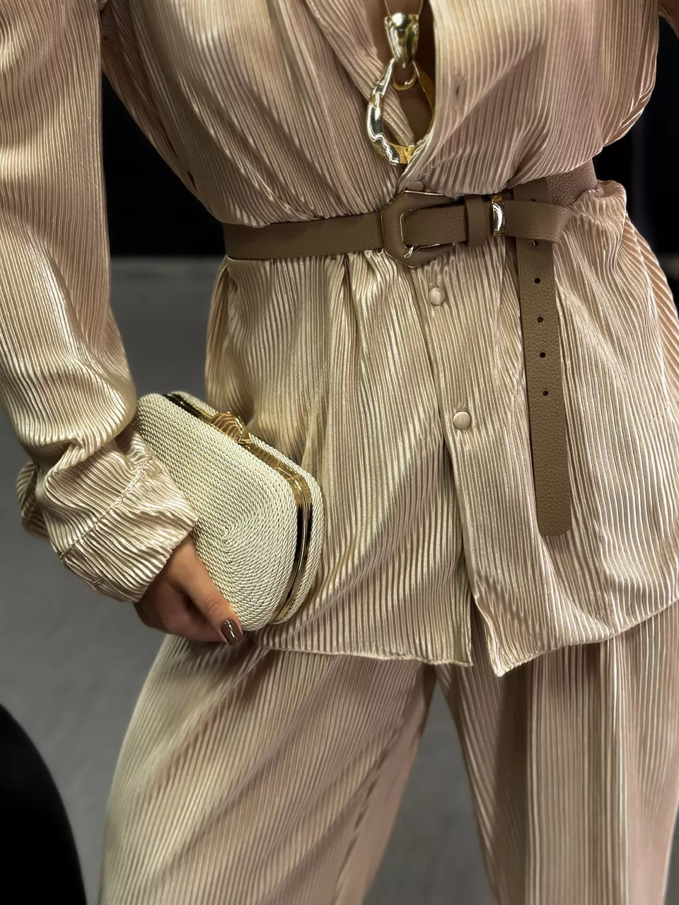 CONJUNTO AMANDA PLISSADO NUDE