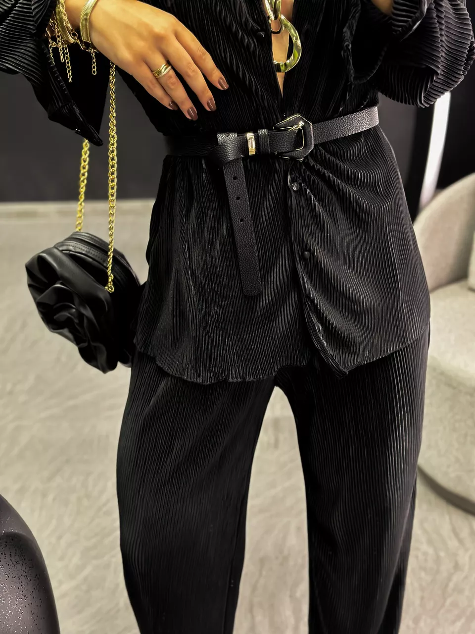 CONJUNTO AMANDA PLISSADO PRETO