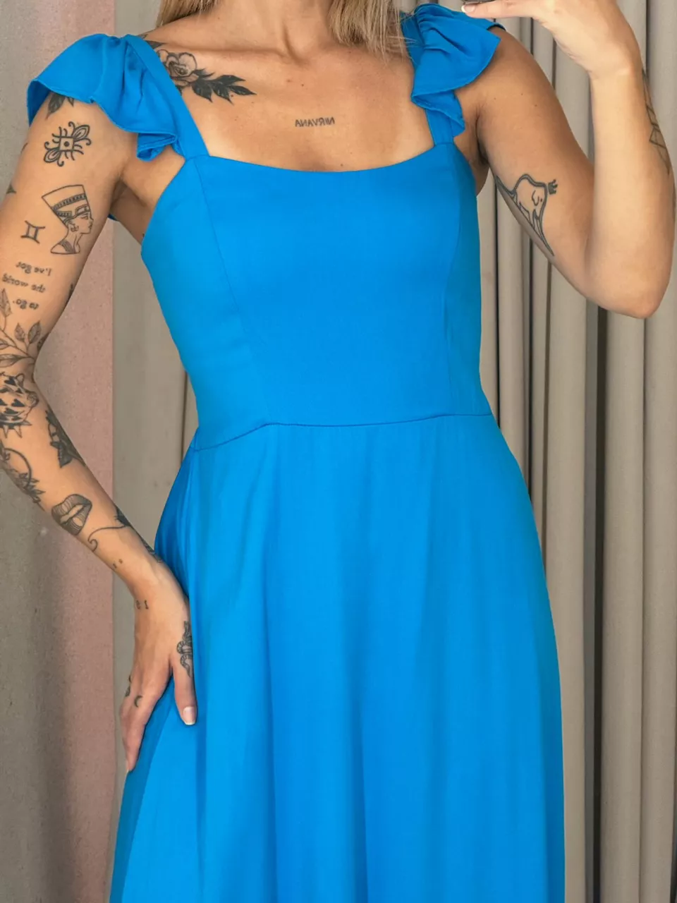 VESTIDO MARIA ALICE LASTEX AZUL