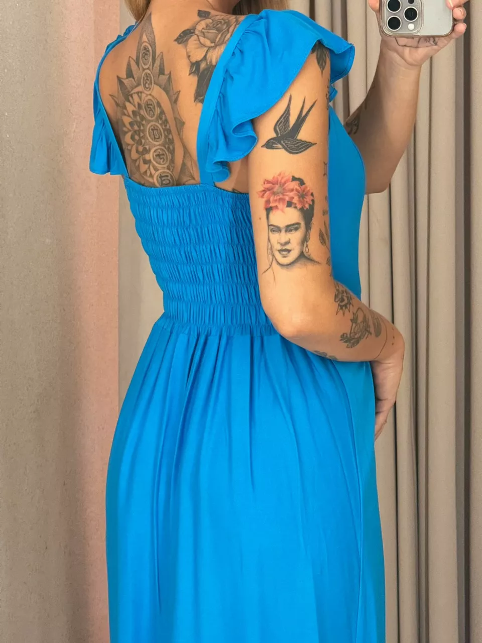 VESTIDO MARIA ALICE LASTEX AZUL