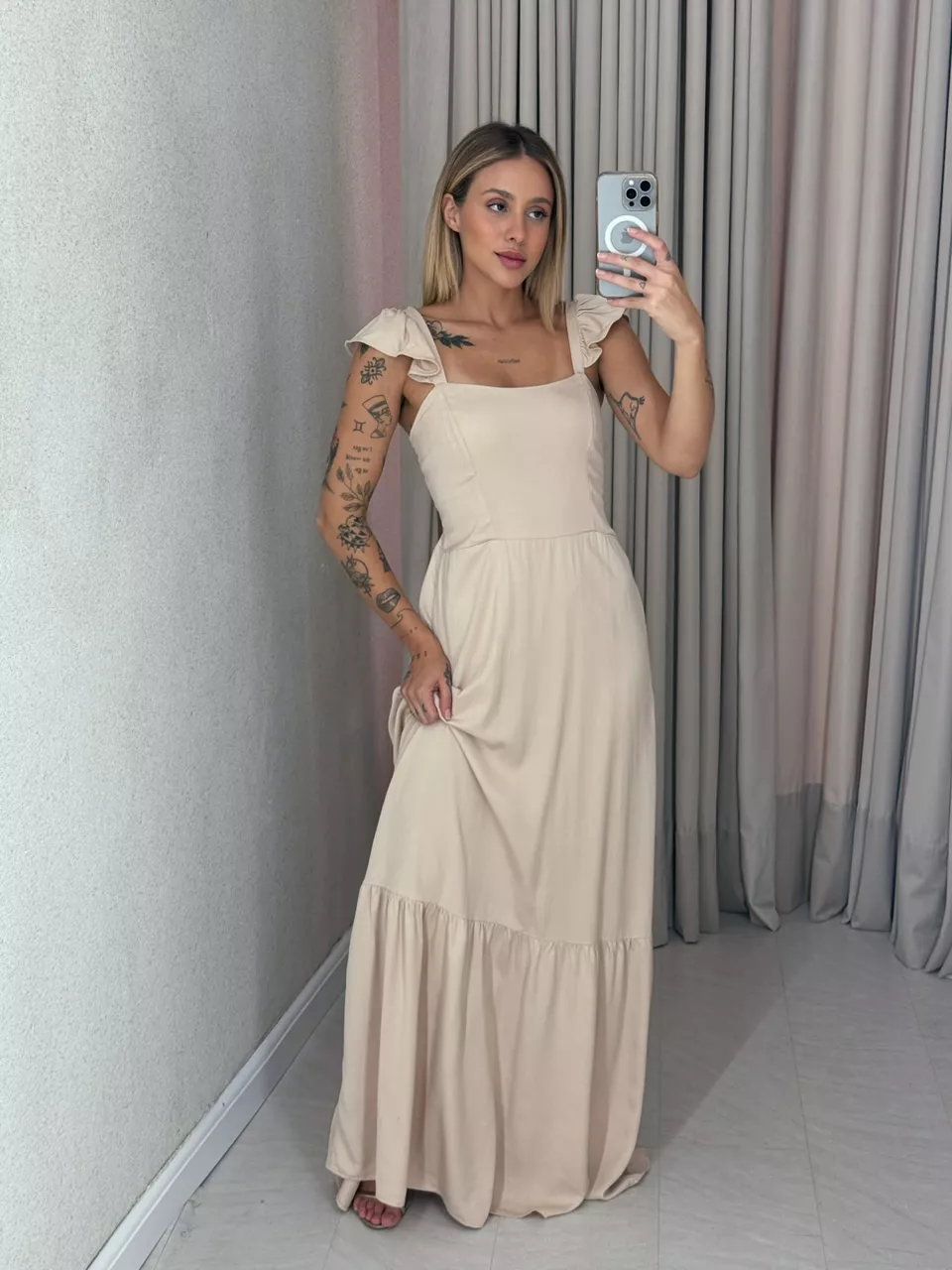 VESTIDO MARIA ALICE LASTEX NUDE - 0059480049 - CAROLLA FERRARO