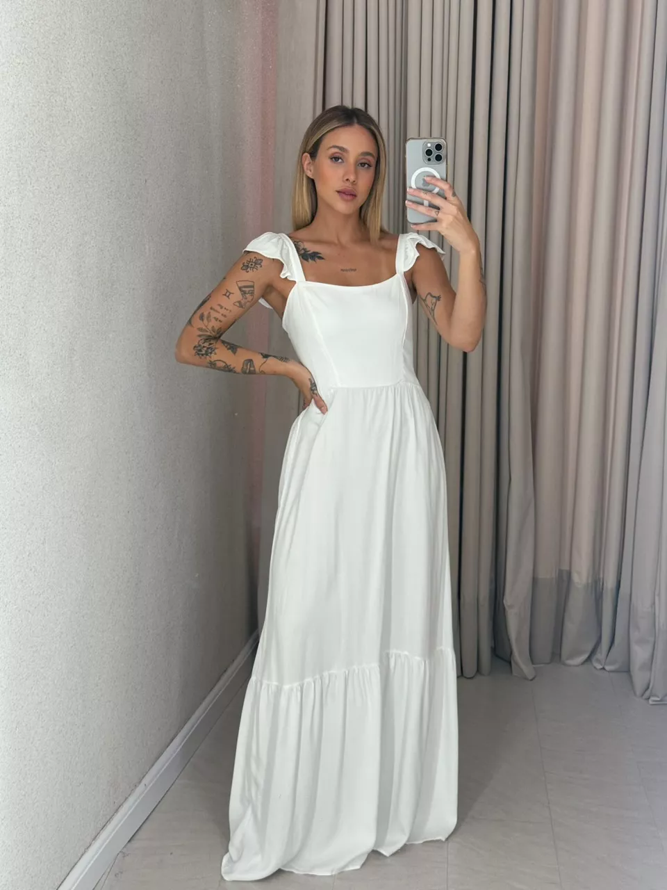 VESTIDO MARIA ALICE LASTEX OFF - 0059480048 - CAROLLA FERRARO