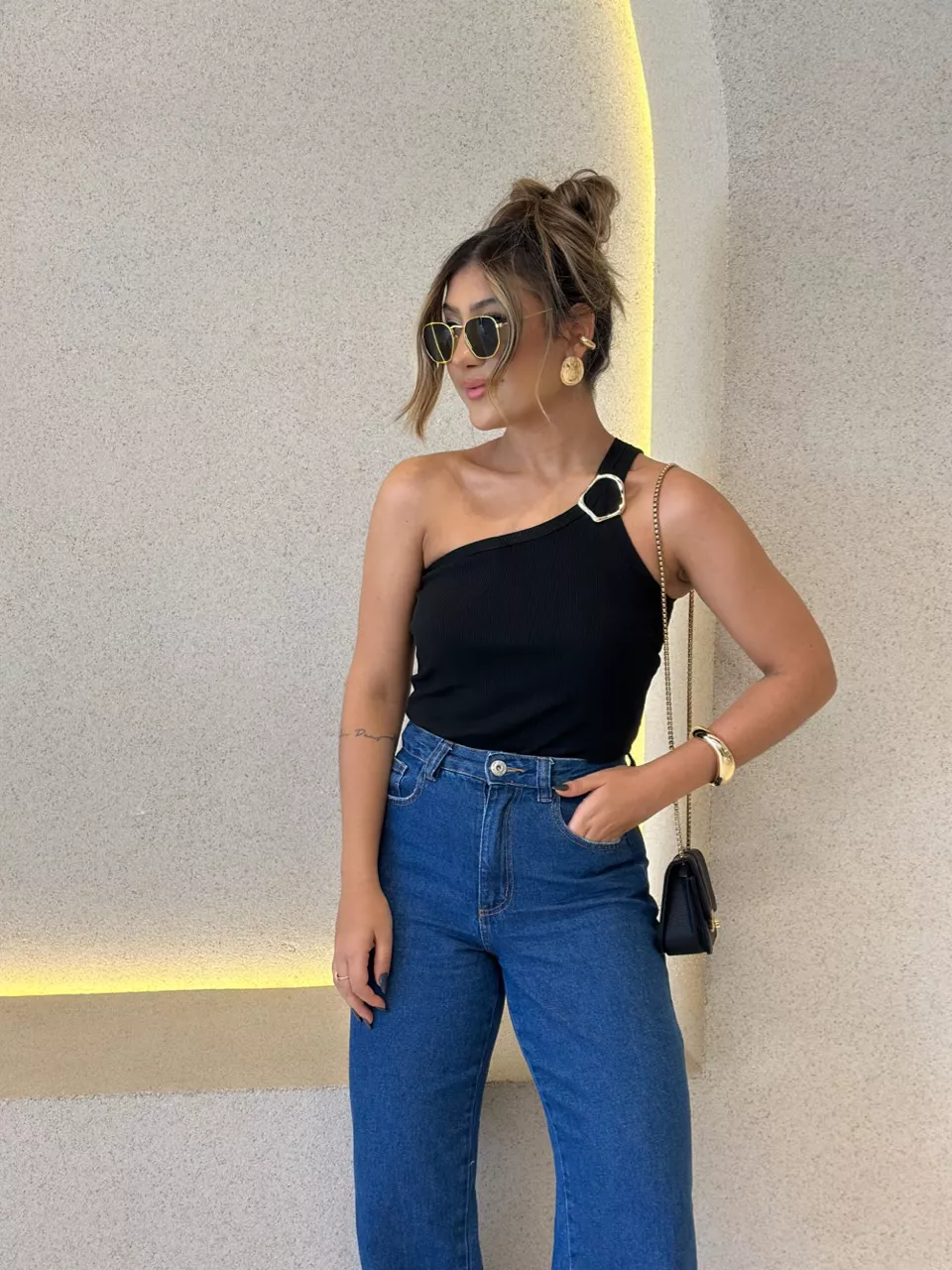 BLUSA OLIVIA NULA MANGA PRETA - 0062270033 - CAROLLA FERRARO