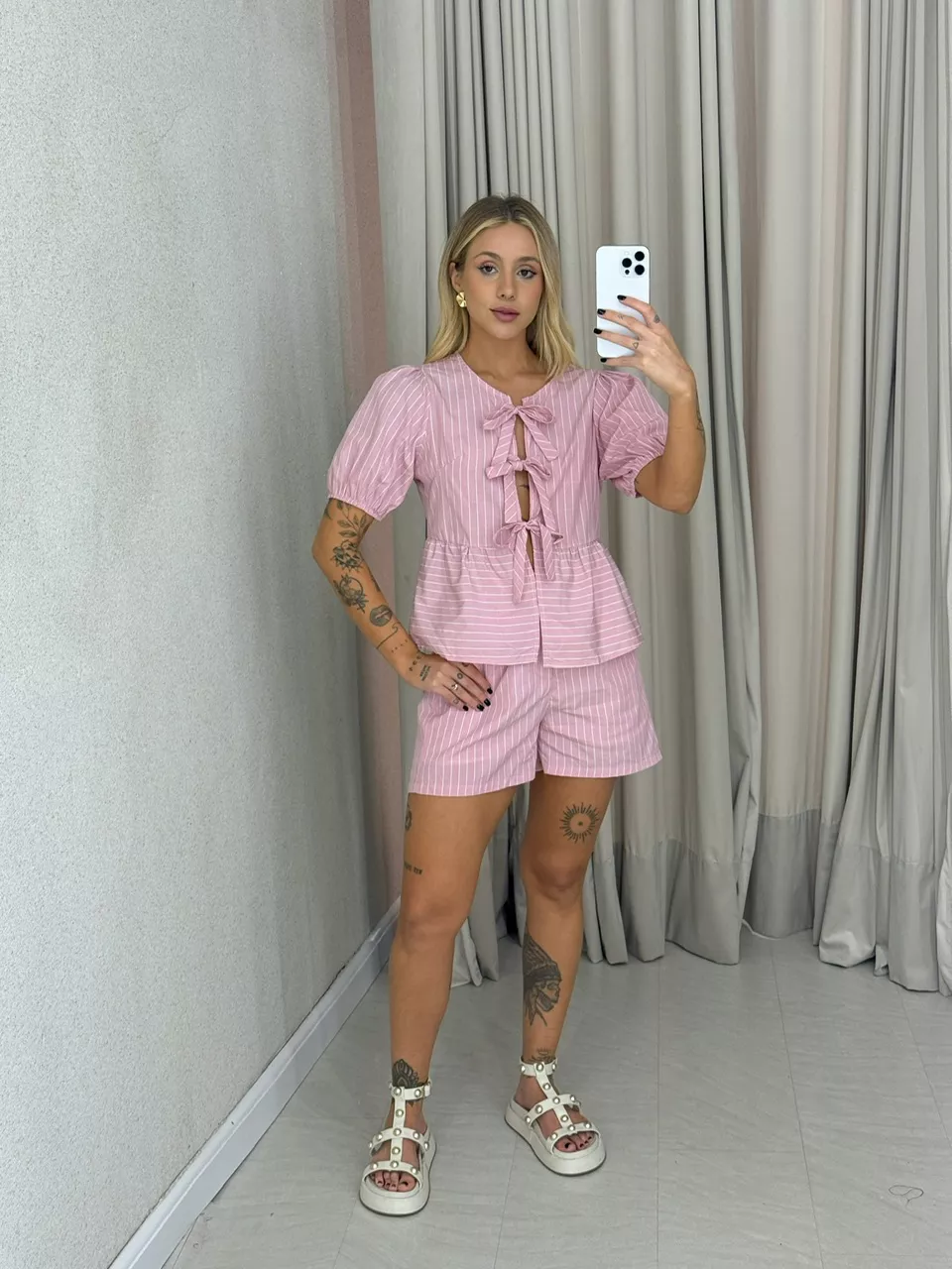 CONJUNTO GIANA RISCA DE GIZ ROSA - 0062250031 - CAROLLA FERRARO