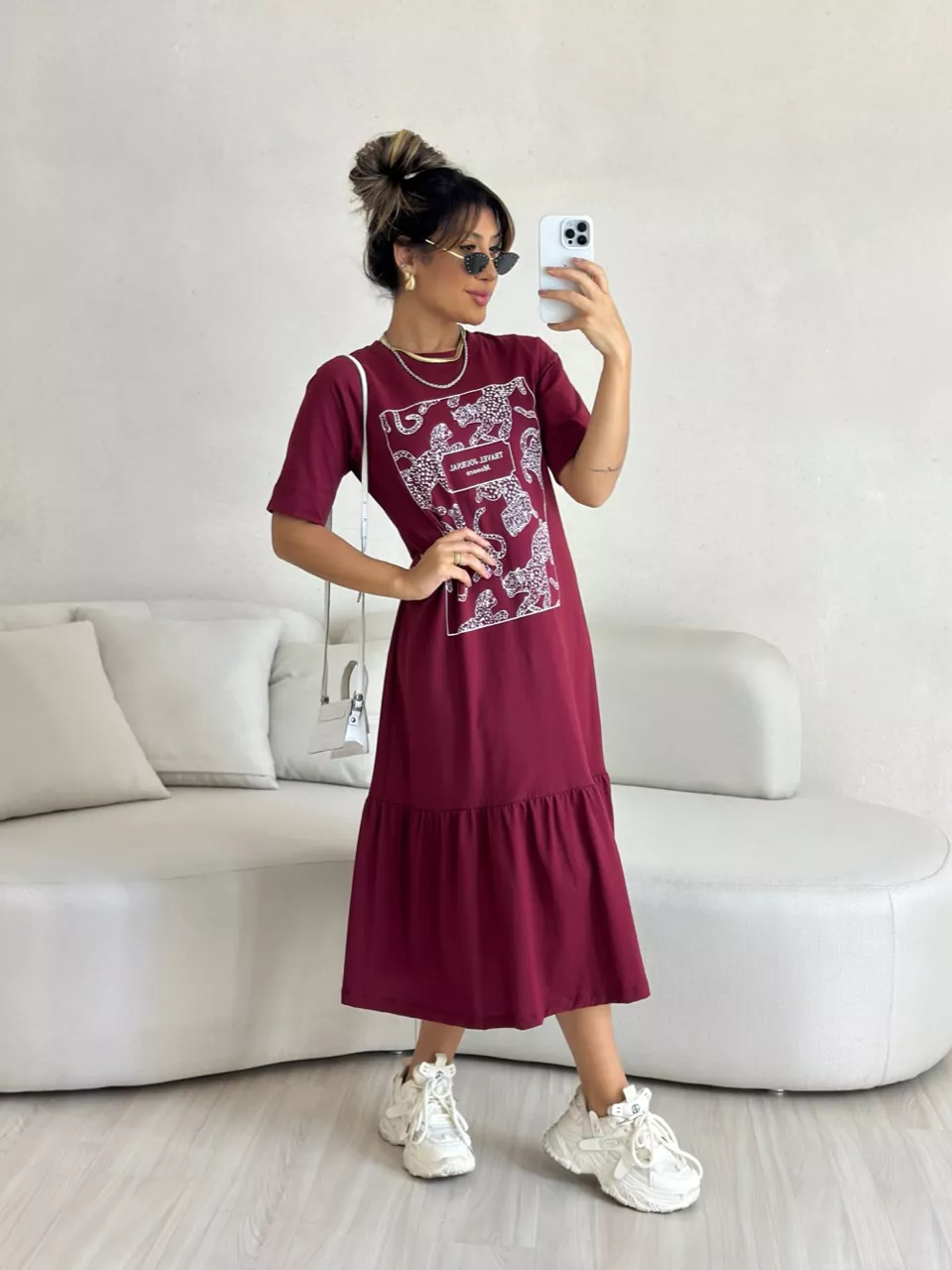 VESTIDO BASIC ONÇA CHERRY RED - 0052270330 - CAROLLA FERRARO