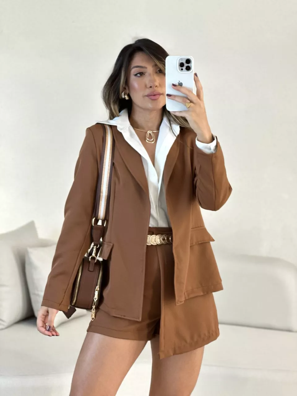 CONJUNTO AURORA SHORT SAIA MARROM - 0054280054 - CAROLLA FERRARO
