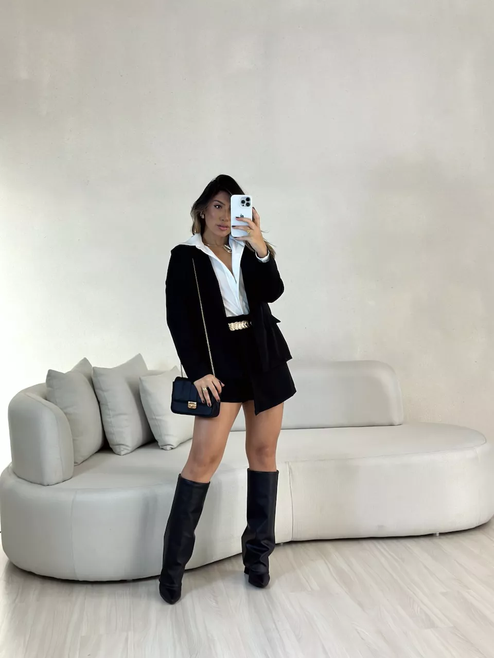 CONJUNTO AURORA SHORT SAIA PRETO - 0054280032 - CAROLLA FERRARO