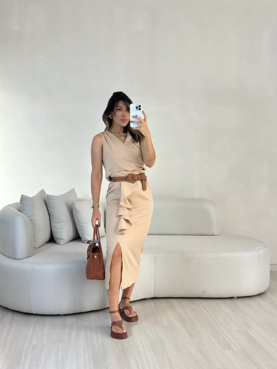 CONJUNTO LUIZA BABADO NUDE - 0054260049 - CAROLLA FERRARO