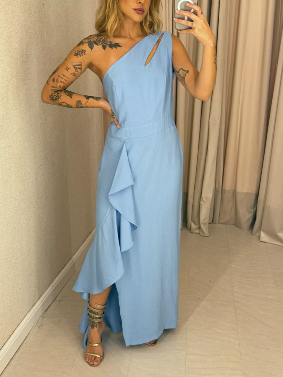 VESTIDO SUELI NULA MANGA azul