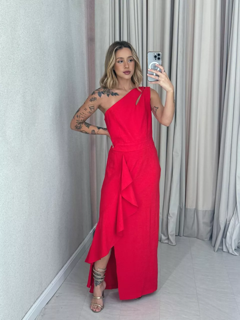 VESTIDO SUELI NULA MANGA vermelho - 0059510006 - CAROLLA FERRARO
