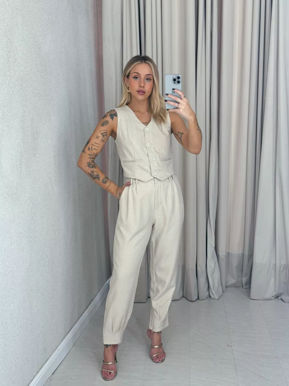 CONJUNTO AYLLA Calça Areia - 0061400110 - CAROLLA FERRARO