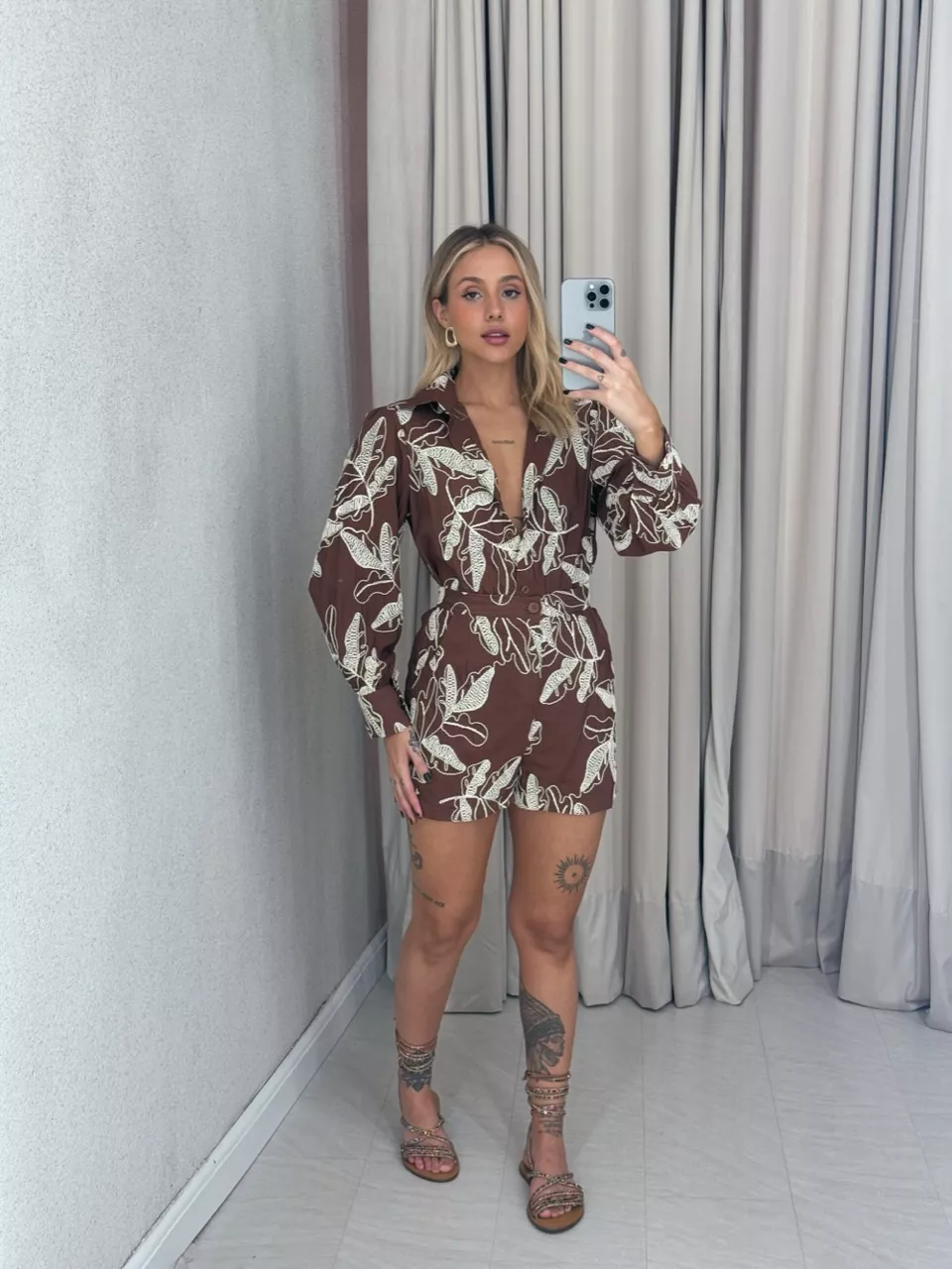 CONJUNTO TATIANE Short Marrom - 0061470054 - CAROLLA FERRARO