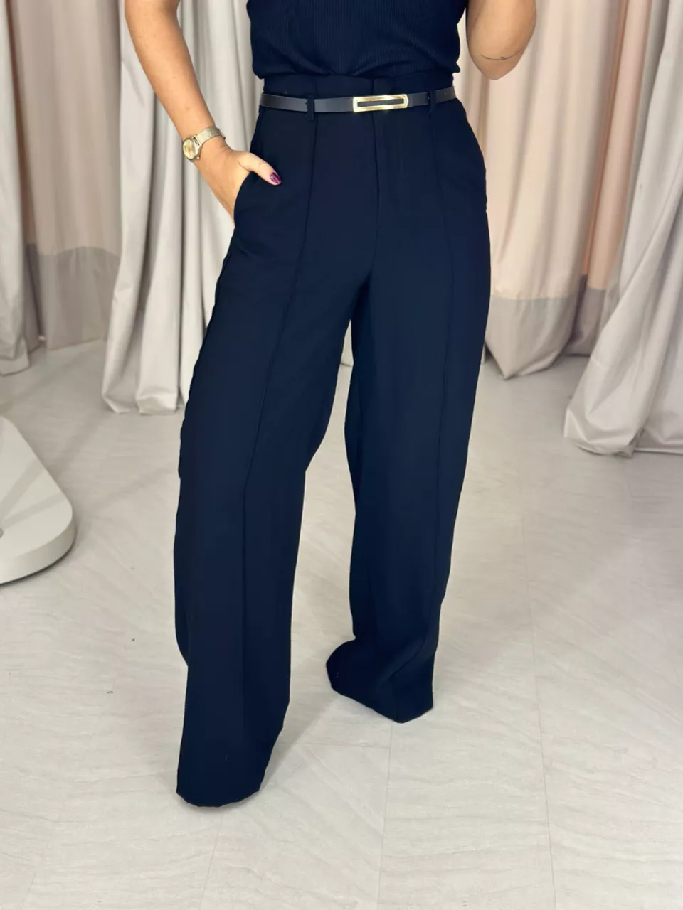 CALÇA JÚLIA PANTALONA PRETA - 0049740033 - CAROLLA FERRARO