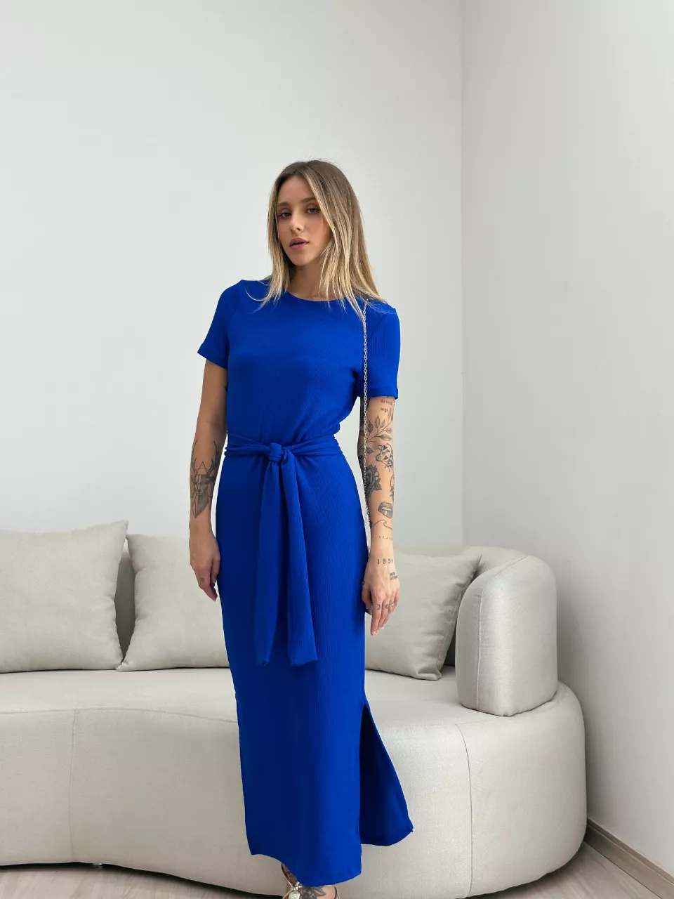 VESTIDO AURORA MIDI AZUL - 0049780109 - CAROLLA FERRARO