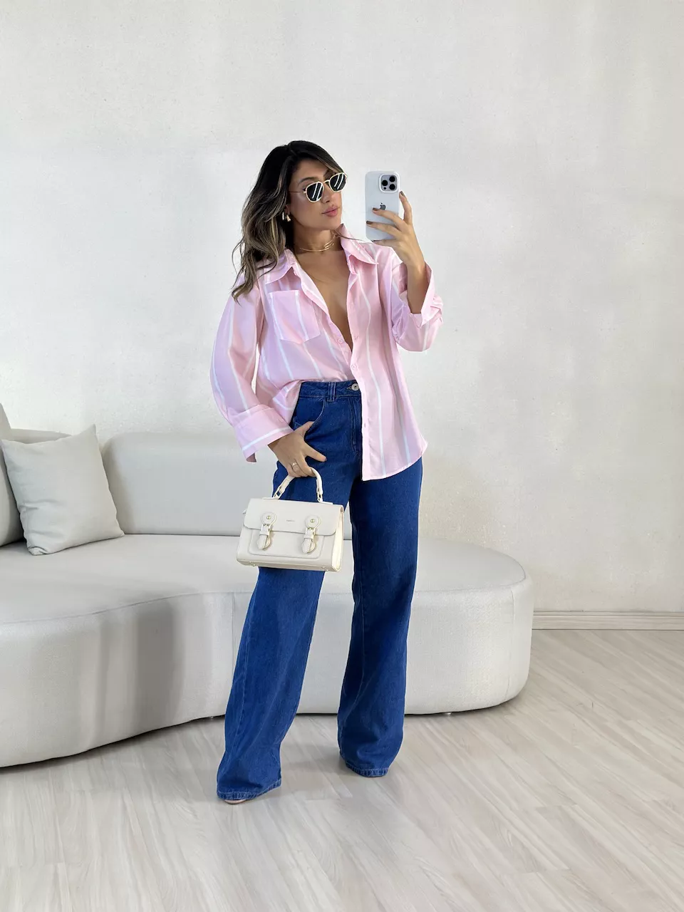 CAMISA MARINA LISTRADA ROSA