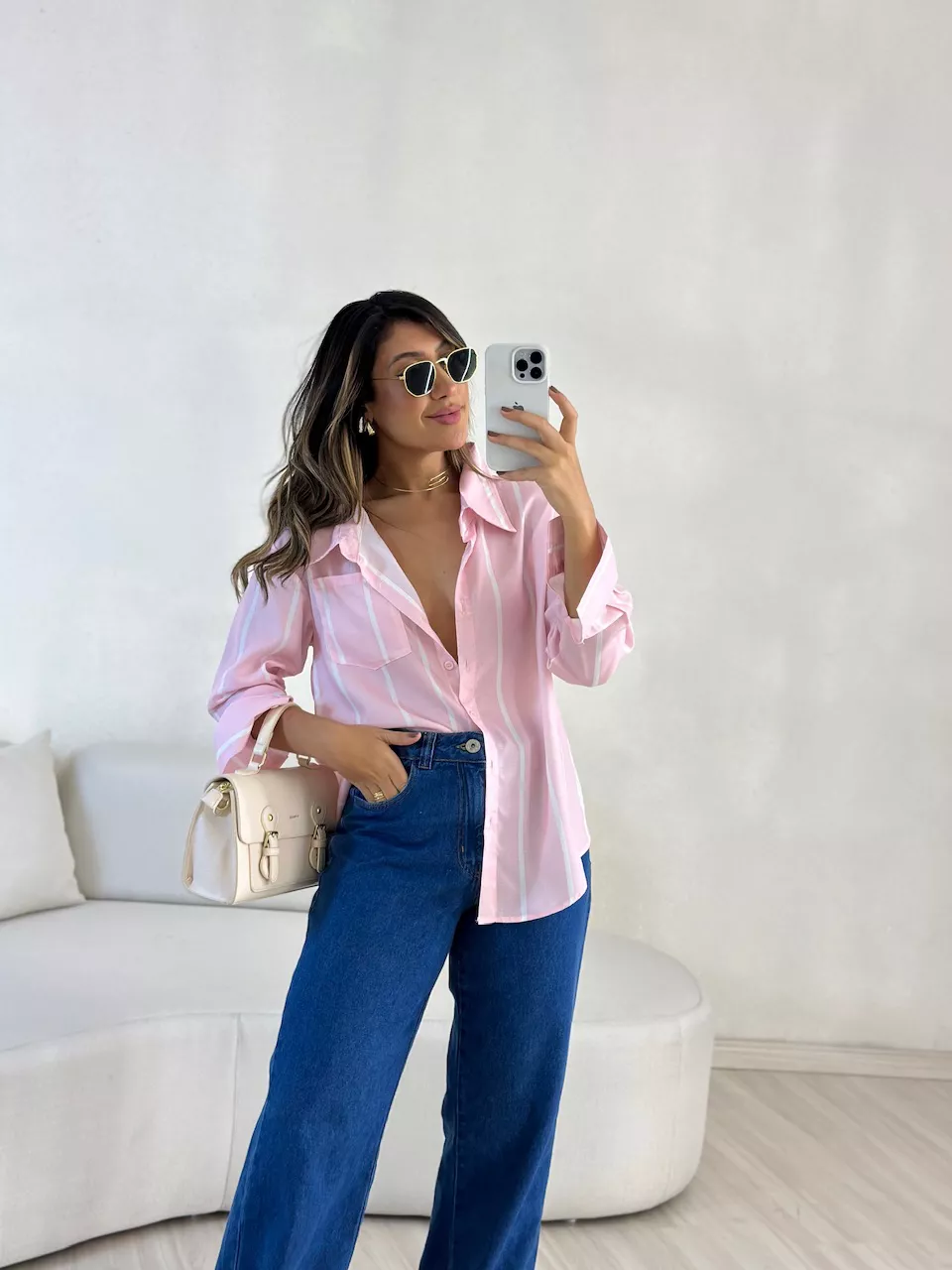 CAMISA MARINA LISTRADA ROSA